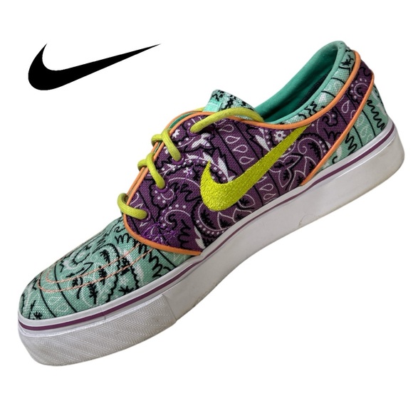 Nike ZoomAir Stefan Janoski NikeiD Paisley Bandana Design Sneakers‎ - Size 6.5 - Picture 1 of 5